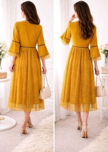 Elegant Mustard Midi Dress