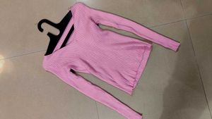 Elena Gilbert Pink Ribbed Full Sleeve Top