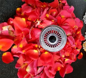 Oxidized Finger Ring With Black Stone