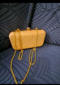 Sparkling Gold Clutch with Chain