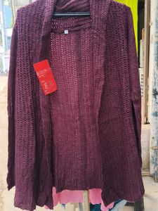 Burgundy Knit Cardigan