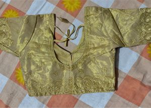 Golden Embellished Saree Blouse