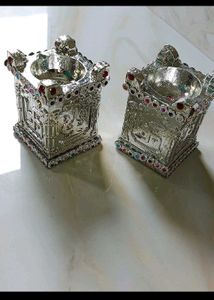silver diya set of 2 brand new without tag .