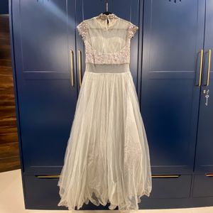 Elegant Tulle Gown with Silver Embellishments