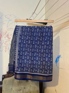 Ethnic Printed Saree With Attached Blouse Piece