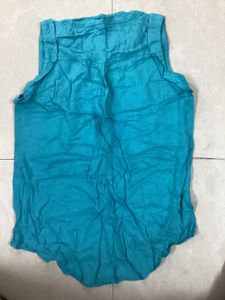 Teal Sleeveless Button Up