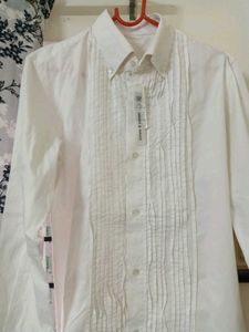 Mens White Designer Button Down Shirt