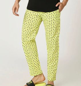 Unisex Neon Yellow Printed Lounge Pants