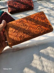 Floral Embossed Leather Wallet