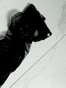 Black Netted New Never Used Shirt Top Pearl Button