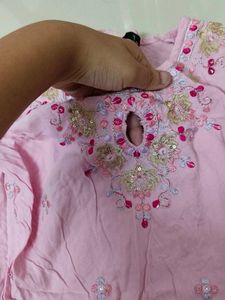 Embroidered Pink Kurta