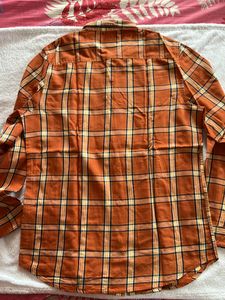 Men Lee Orange Checkered Shirt Size 38