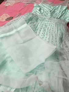 Gown Party Wear Parrot Green