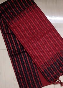 Begumpuri Khadi Saree (Red ♥️ Black 🖤)