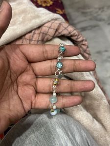 blue Beaded Charm Bracelet