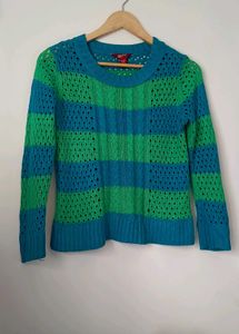 Guess Green & Blue Striped Sweater