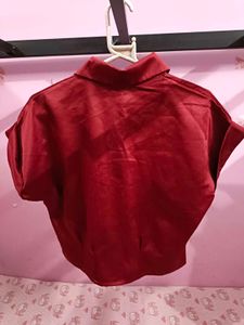Burgundy Satin Blouse