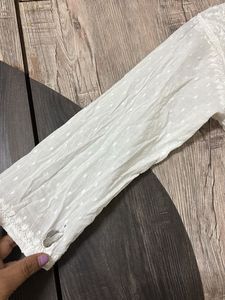 Elegant White Embroidered Kurti