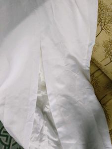 White Gown/ Wedding Dress With Black Slit Design