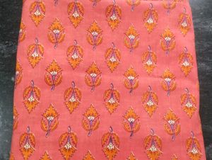 Floral Print Fabric - Orange & Pink 4.5mtr