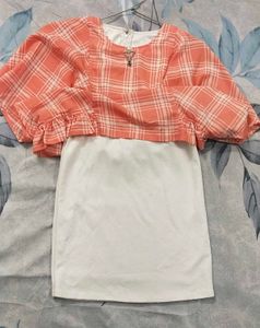 Peach&amp;White Bodycon Dress