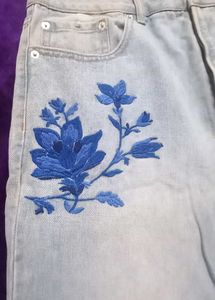 Embroidered Light Wash Jeans