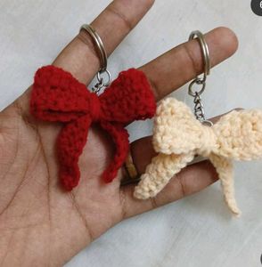 Handmade Crochet Bow Keychains – Set of 3 | Cute🎀