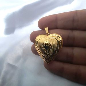 Big Gold Heart Locket Necklace