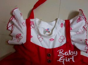 New Red And White Colour Frock