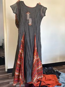 Raw Silk Ethnic Gown