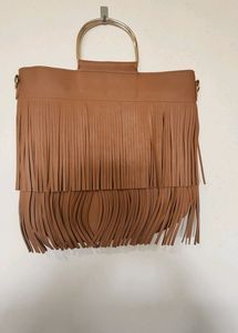 Fringed Tan Handbag