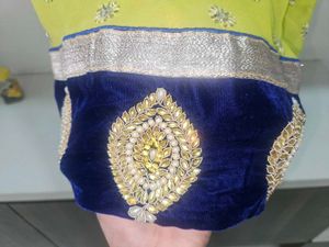 Elegant Lime Green Saree With Stiched Blouse