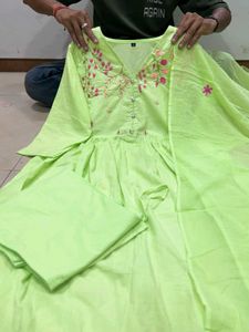 Green Pure Mal Cotton Suit Set