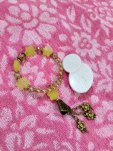 Yellow Bracelet Wid Hair Clip