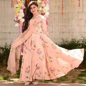 Soft Silk Gown With Dupatta