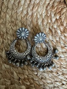 Oxidised Silver Chandbali