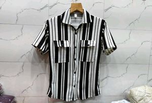 Striped Short Sleeve Button-Up