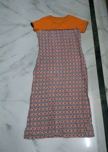 Pure cotton straight A-line kurti by Sangria.