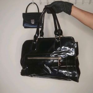Og Texto Patent Leather Hand Bag