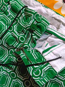 Green Patterned Shorts