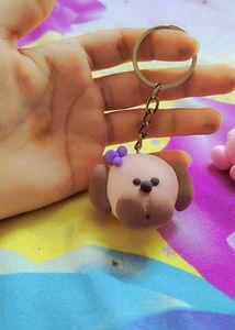 handmade Blue Flower and cute dog Keychain🌷