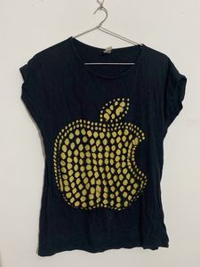 Black Apple Print Tee