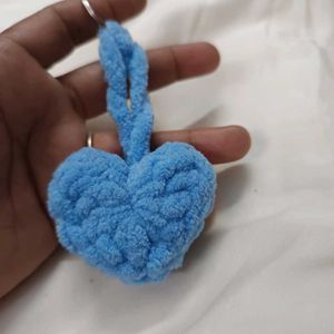 Cute Crochet Heart keychain 💙🩵