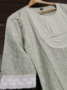 Women Green Printed Embroidered Kurta Set