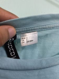 H&amp;M Tie Knot Blue Cotton Tshirt