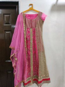 Pink & Gold Embroidered Kurta Set
