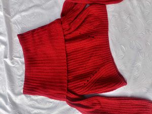 Chic Red Off-Shoulder Sweater