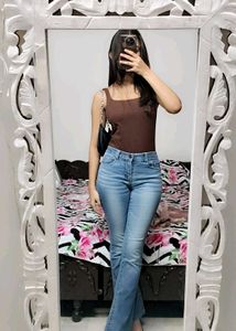 Brown Square Neck Bodysuit