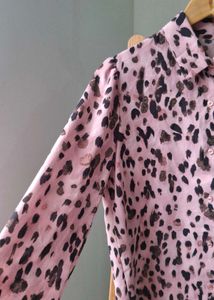 Korean Pink Leopard Print Blouse