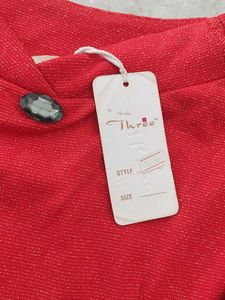 Red long shimmer party dress l size